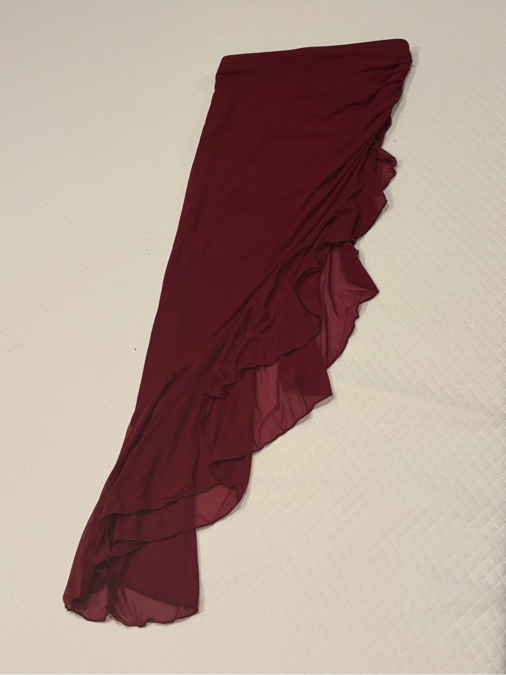 SHEIN Burgundy Asymmetric Ruffle Skirt